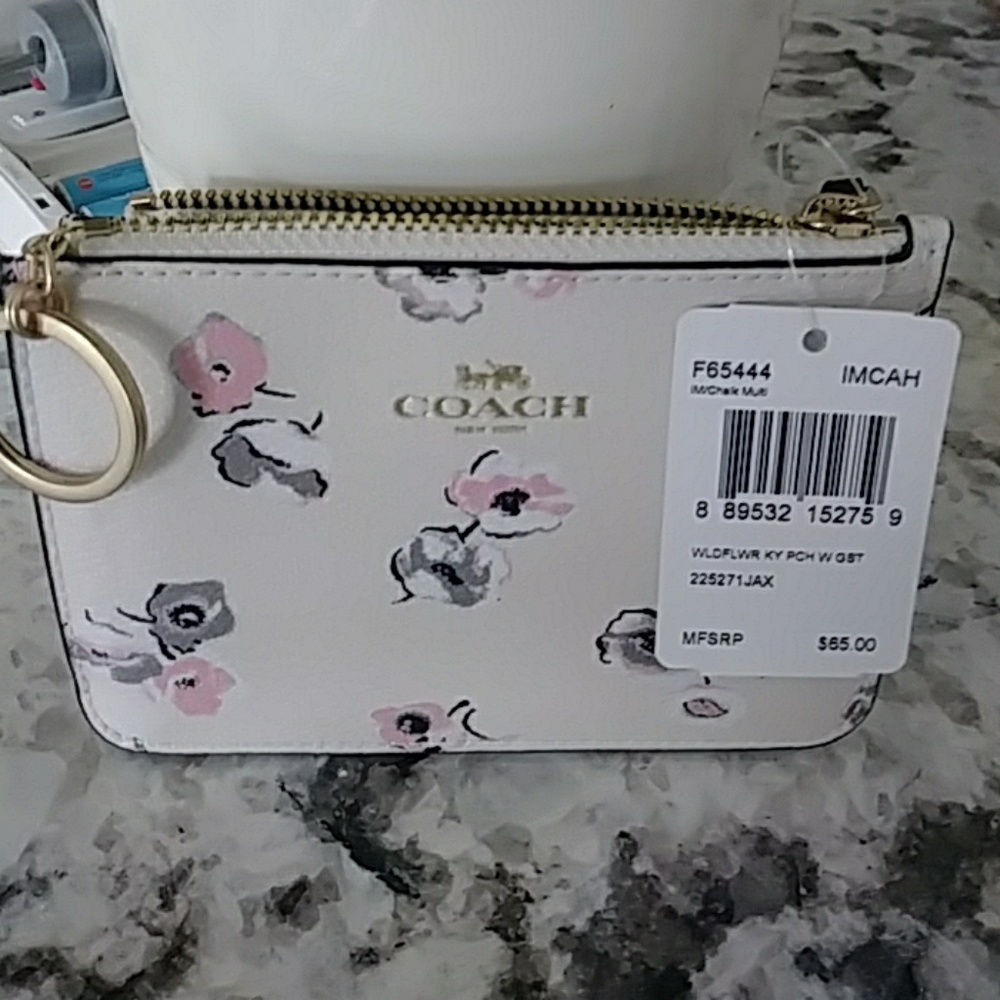 Leather wildflower key pouch